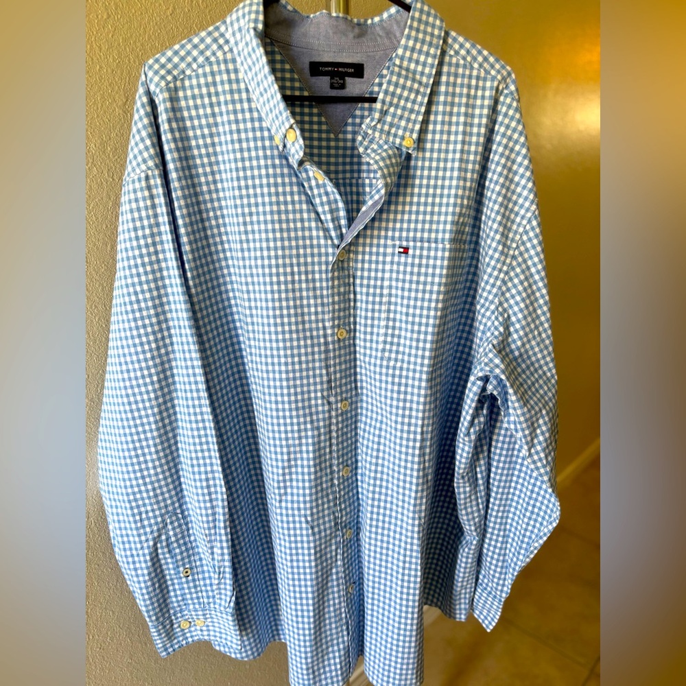 Tommy Hilfiger Light Blue Gingham Men's Shirt